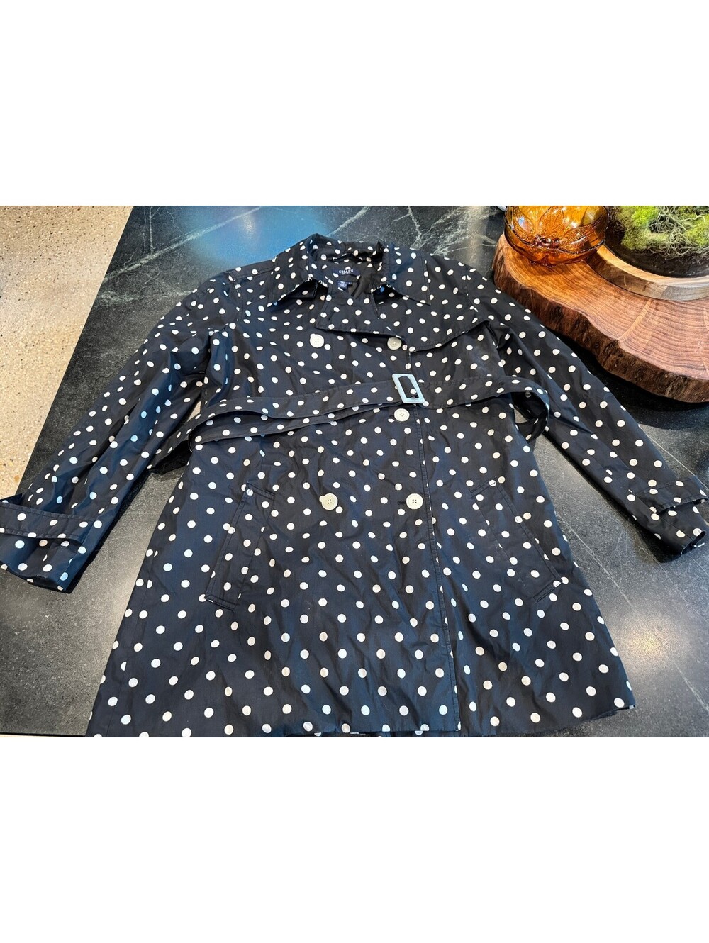 Chaps Black & White Polka Dot Jacket Coat Women's Size Large